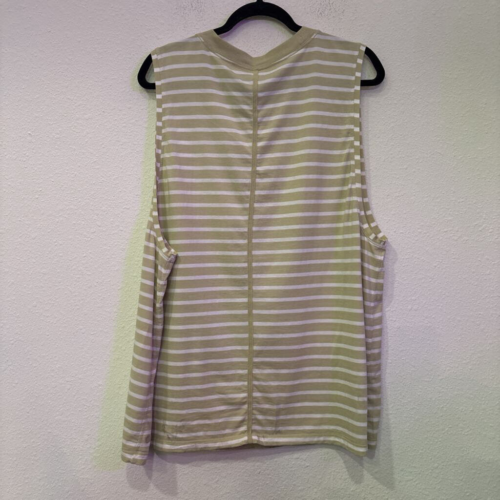 LULULEMON,ATHLETIC TANK TOP ,GREEN/WHT ,14