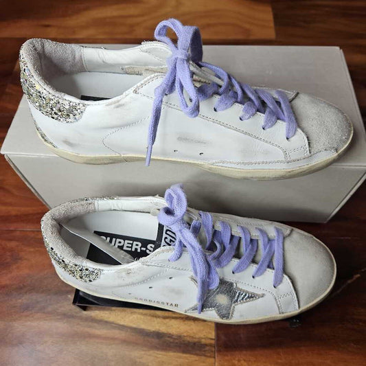 GOLDEN GOOSE,AUTHENTIC GG SNEAKER ,WHITE/SILVER/PUR,35 (6)