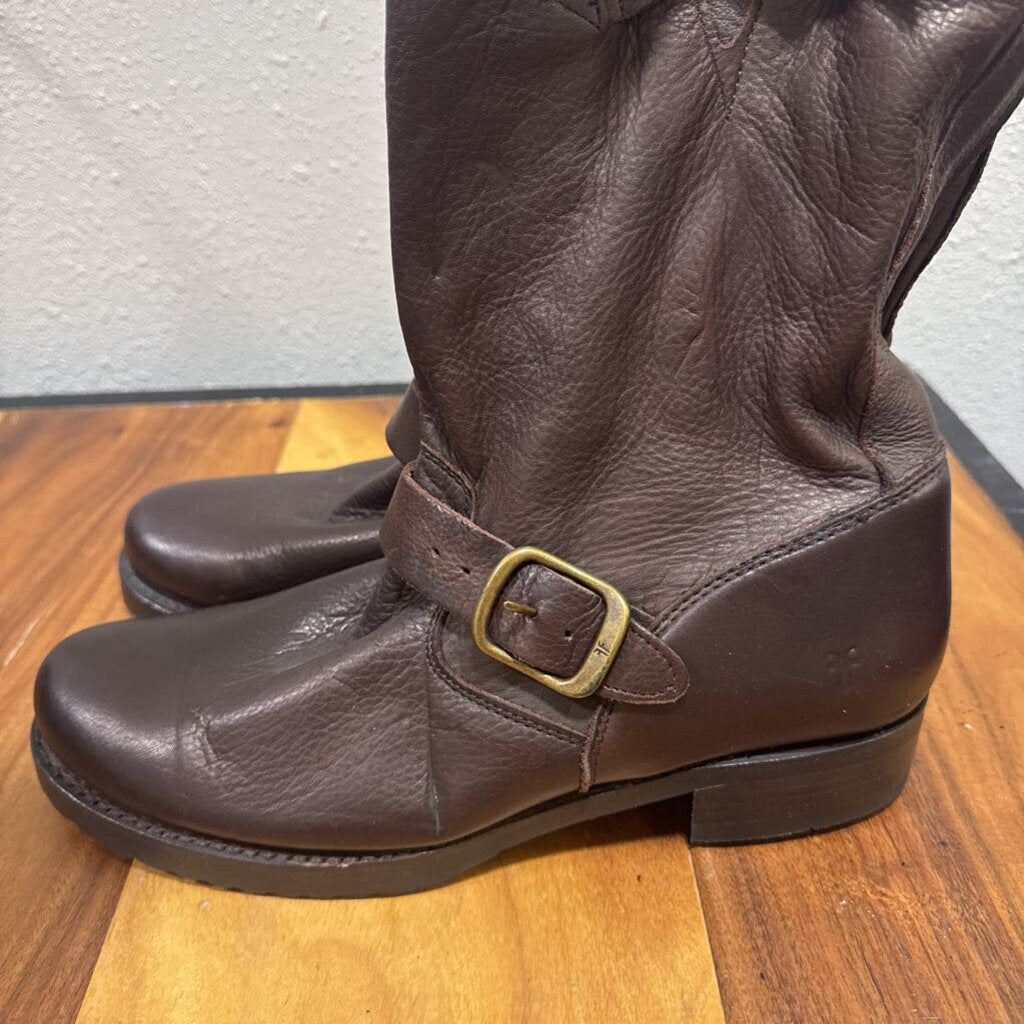 FRYE,LEATHER BOOTS ,BROWN,9.5
