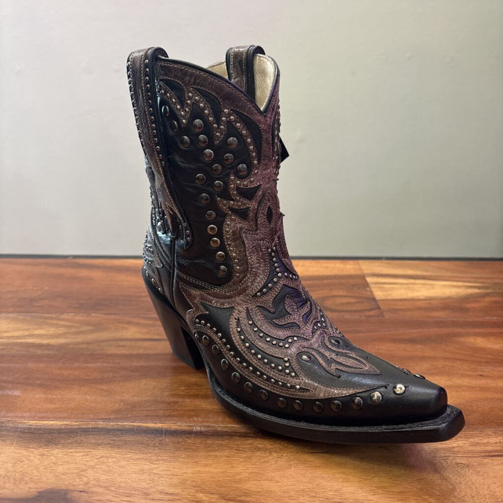 STUD DESIGN WESTERN BOOT ,BLK/BRN,5