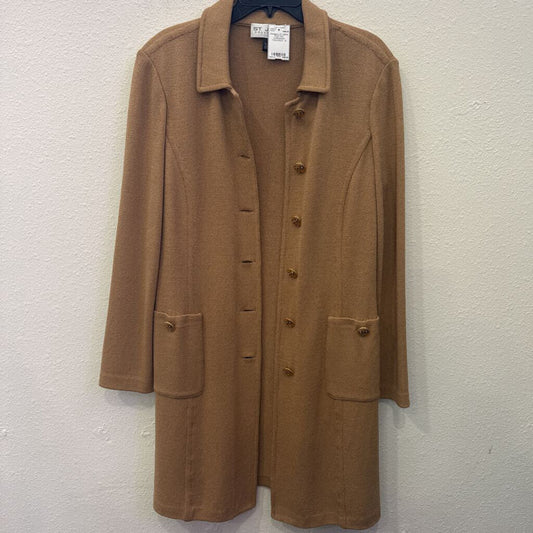 ST.JOHN,KNIT LONG CARDIGAN ,TAN/GOLD ,12