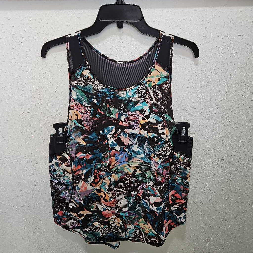 LULULEMON,ATHLETIC TANK TOP ,BLACK PATTERN,L