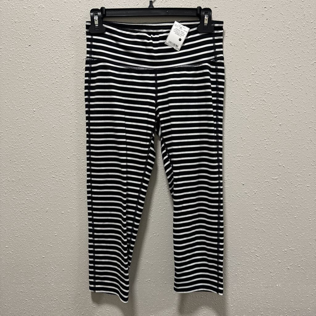 ATHLETA,ATHLETA CROP LEGGING,B&W STRIPE,S