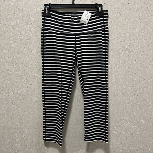 ATHLETA,ATHLETA CROP LEGGING,B&W STRIPE,S