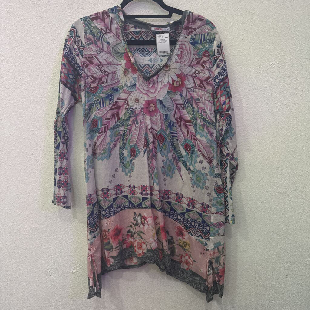 JOHNNY WAS,100%COTTON TUNIC,MULTI,L