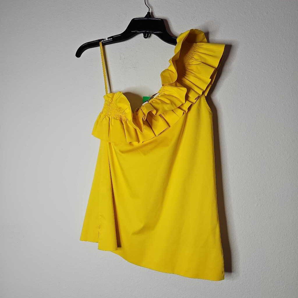 RUFFLED ONE SHOULDER,YELLOW,2