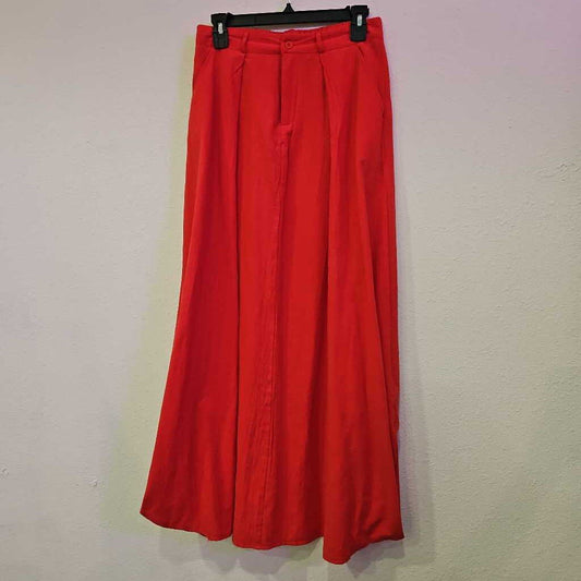 LINEN LONG SKIRT,RED,M/L