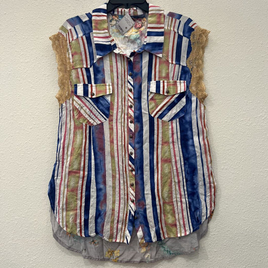 ARATTA,STRIPPED BUTTON UP TANK TOP,MULTI,M