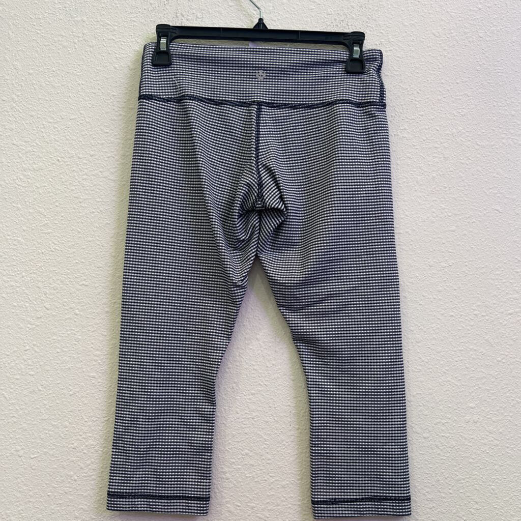 LULULEMON,CHECKERED LEGGINGS CROP,NAVY WHITE,6