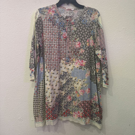 JOHNNY WAS,FLORAL TUNIC TOP,MULTI,L