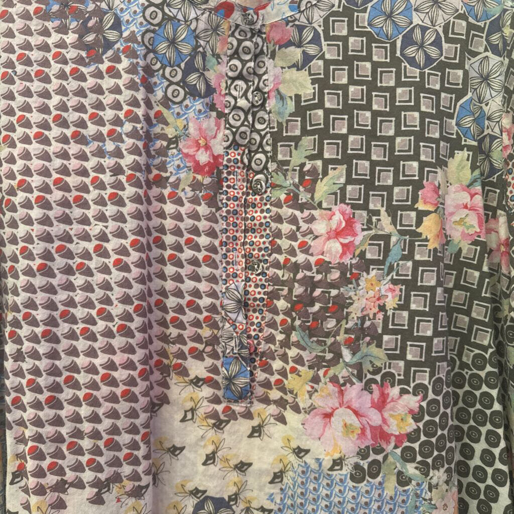 JOHNNY WAS,FLORAL TUNIC TOP,MULTI,L