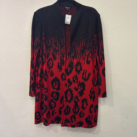 MISSOOK,KNIT LEOPARD CARDIGAN ,BLK/RED,L
