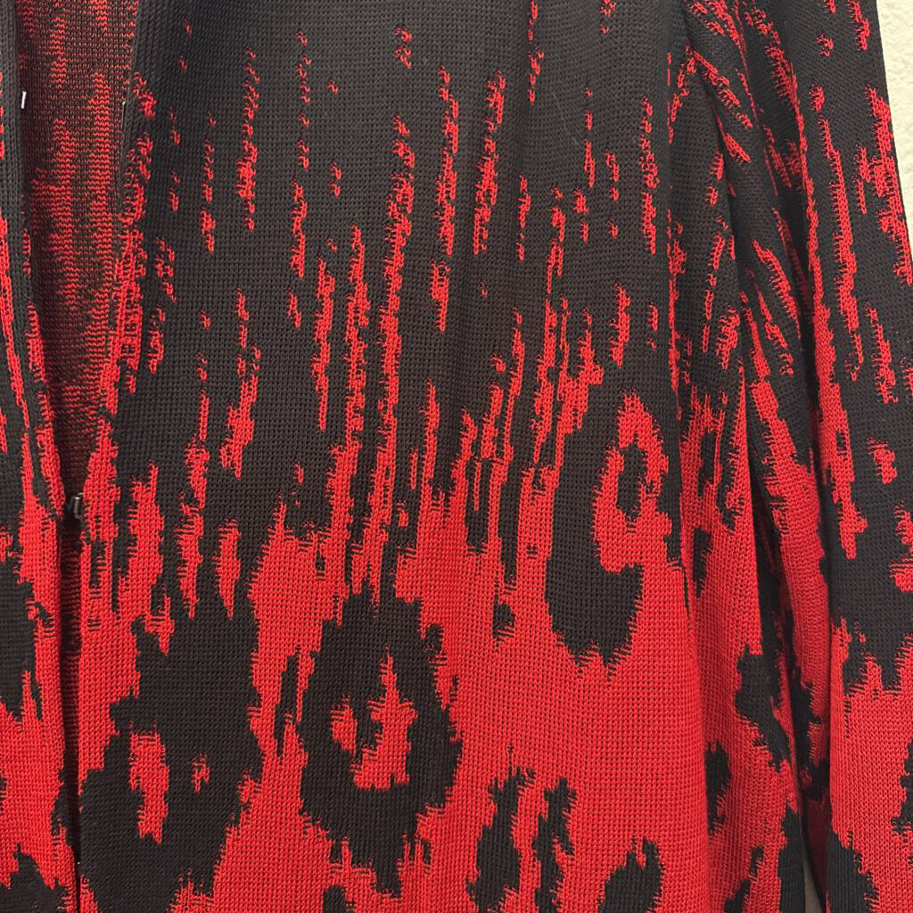 MISSOOK,KNIT LEOPARD CARDIGAN ,BLK/RED,L