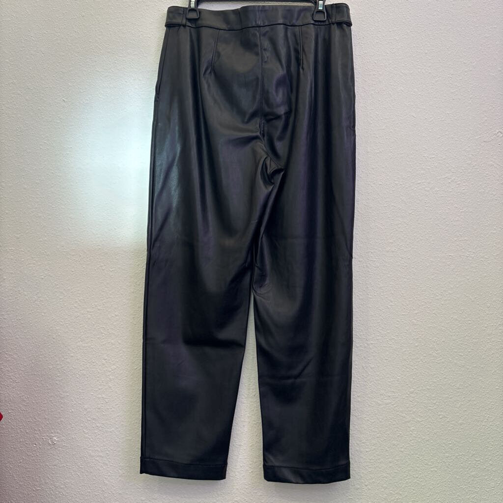 LEATHER WIDE LEG,BLACK,8