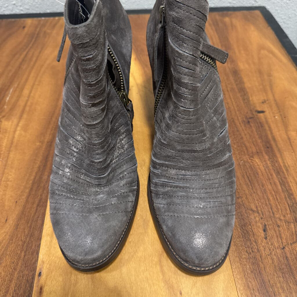 PAUL GREEN,LEATHER BOOTIE,GREY METALLIC,7.5