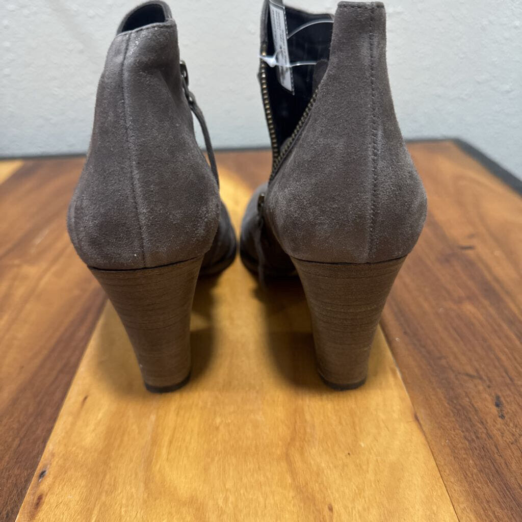 PAUL GREEN,LEATHER BOOTIE,GREY METALLIC,7.5