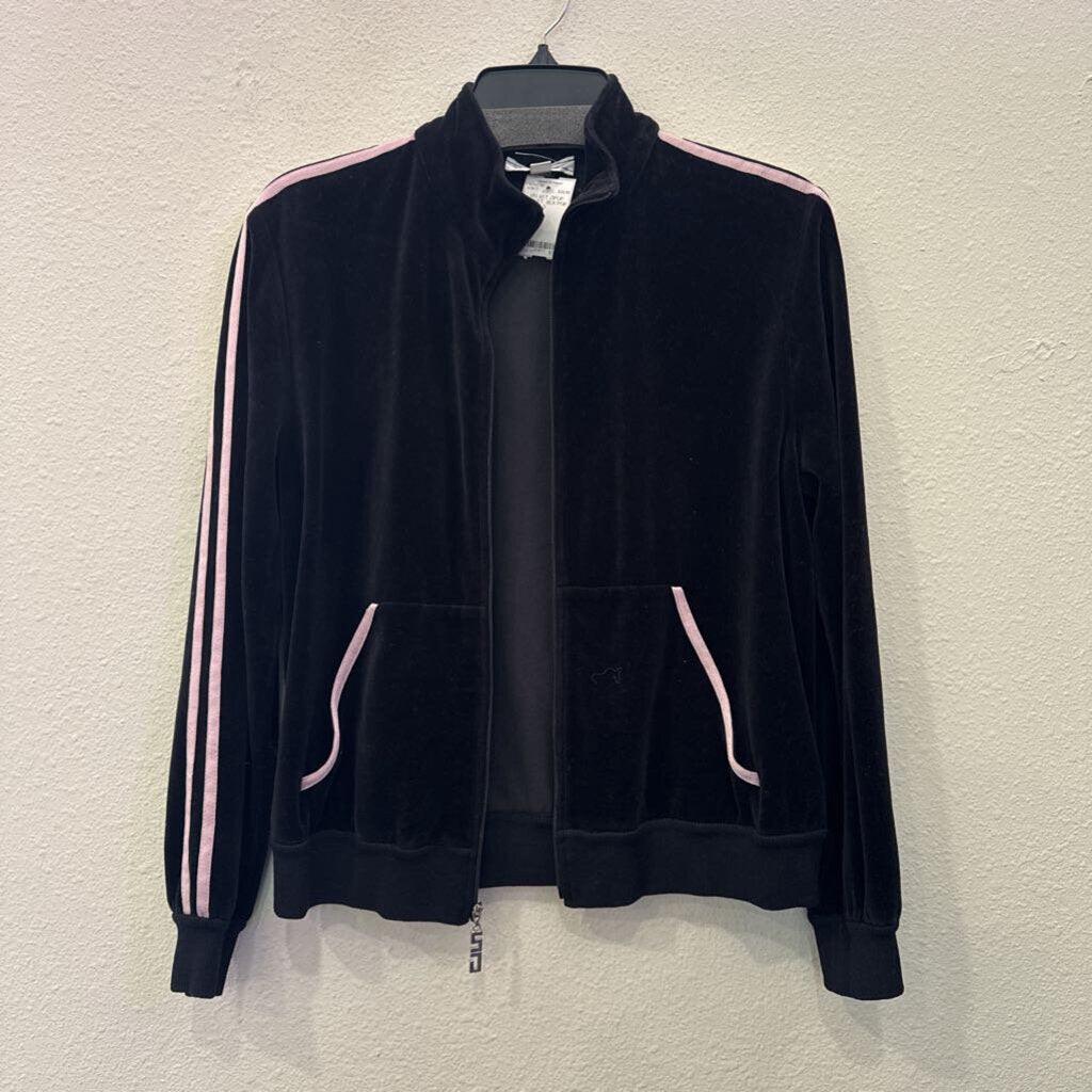 ST.JOHN,VELVET ZIPUP JACKET ,BLK/PNK,S