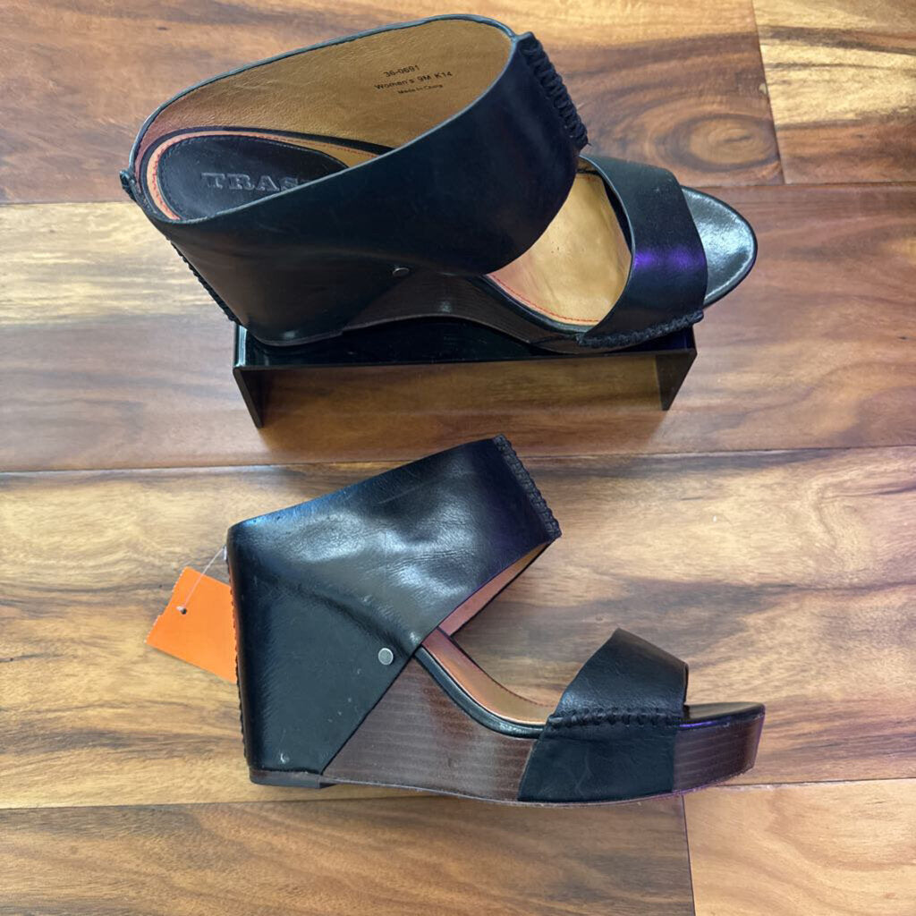 TRASK,LEATHER WEDGE ,BLK ,9