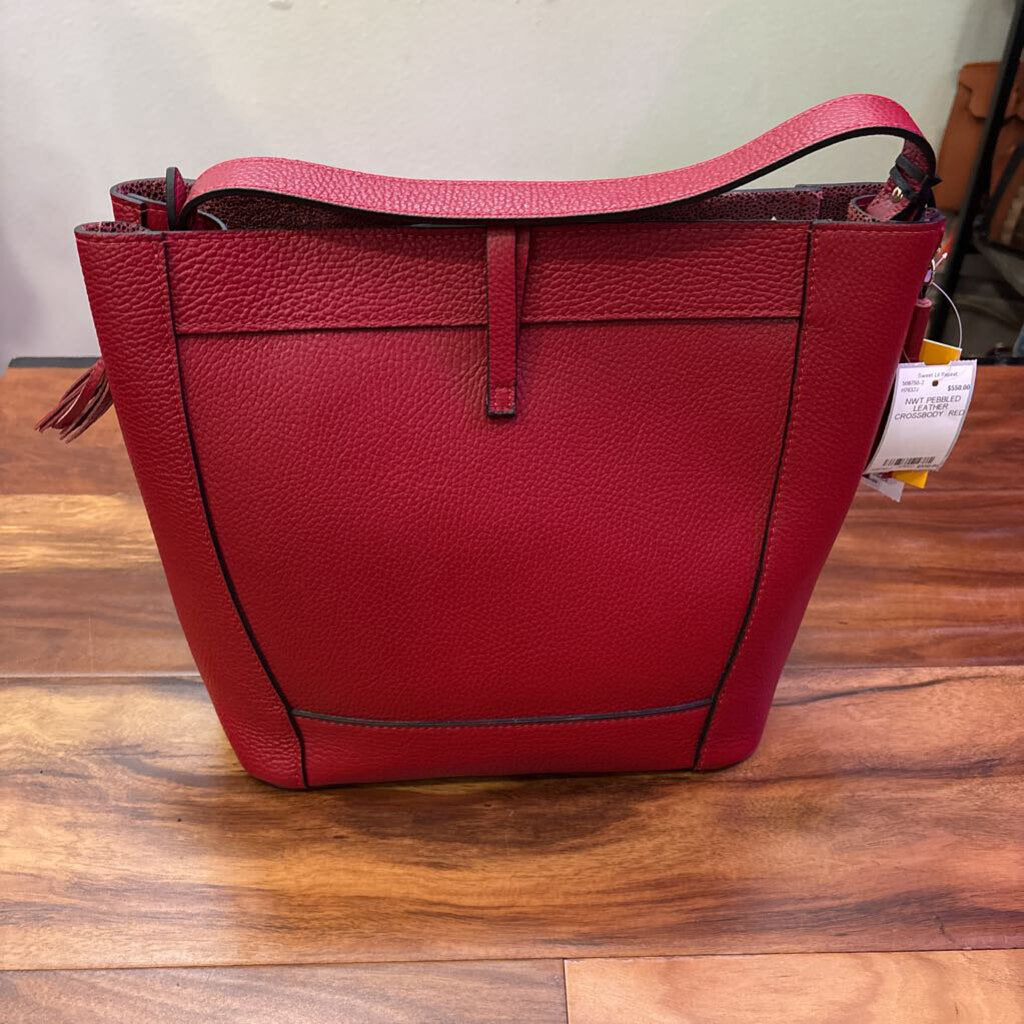 VALENTINO,NWT PEBBLED LEATHER CROSSBODY ,RED