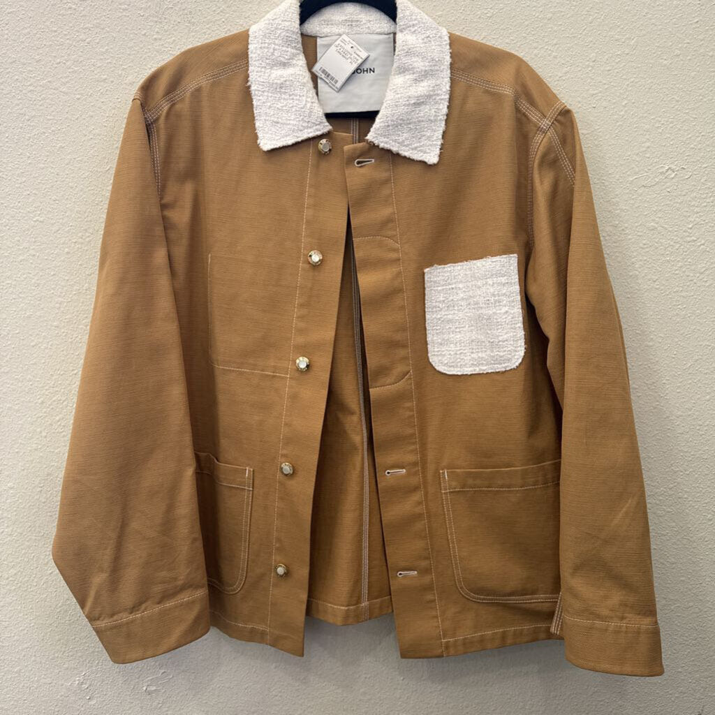 ST.JOHN,EXCLUSIVE ONE OF A KIND JACKET ,TAN/WHT ,XL