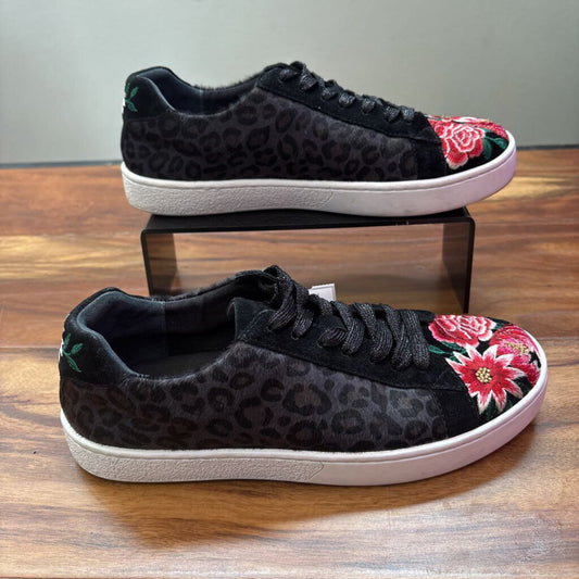 JOHNNY WAS,HIDE SNEAKERS,BLACK RED,7.5