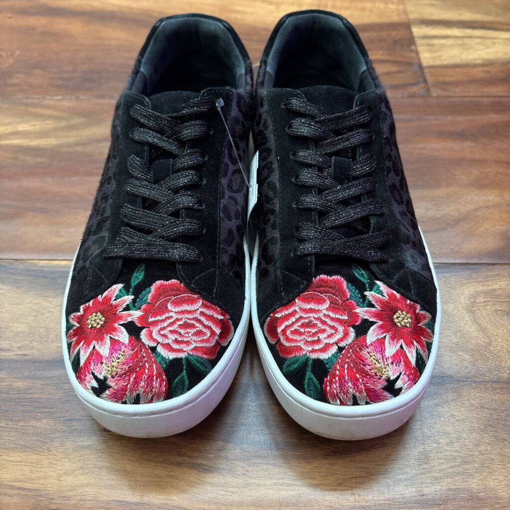 JOHNNY WAS,HIDE SNEAKERS,BLACK RED,7.5