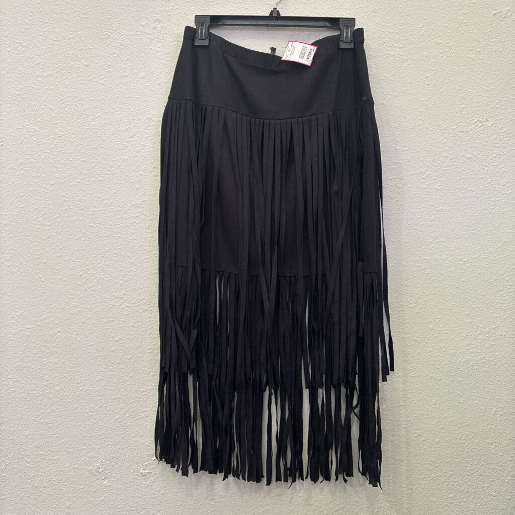 ALBERTO MAKALI,FRINGE SKIRT,BLACK,L