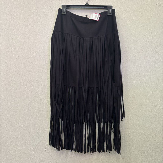 ALBERTO MAKALI,FRINGE SKIRT,BLACK,L