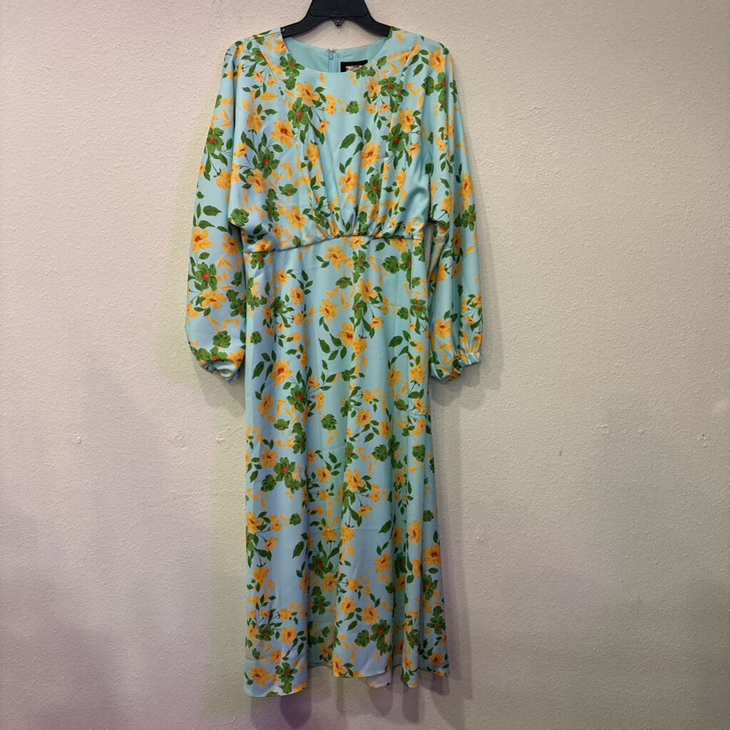 ALEXIA ADMOR,NWT FLORAL DRESS ,BLUE/YEL ,10