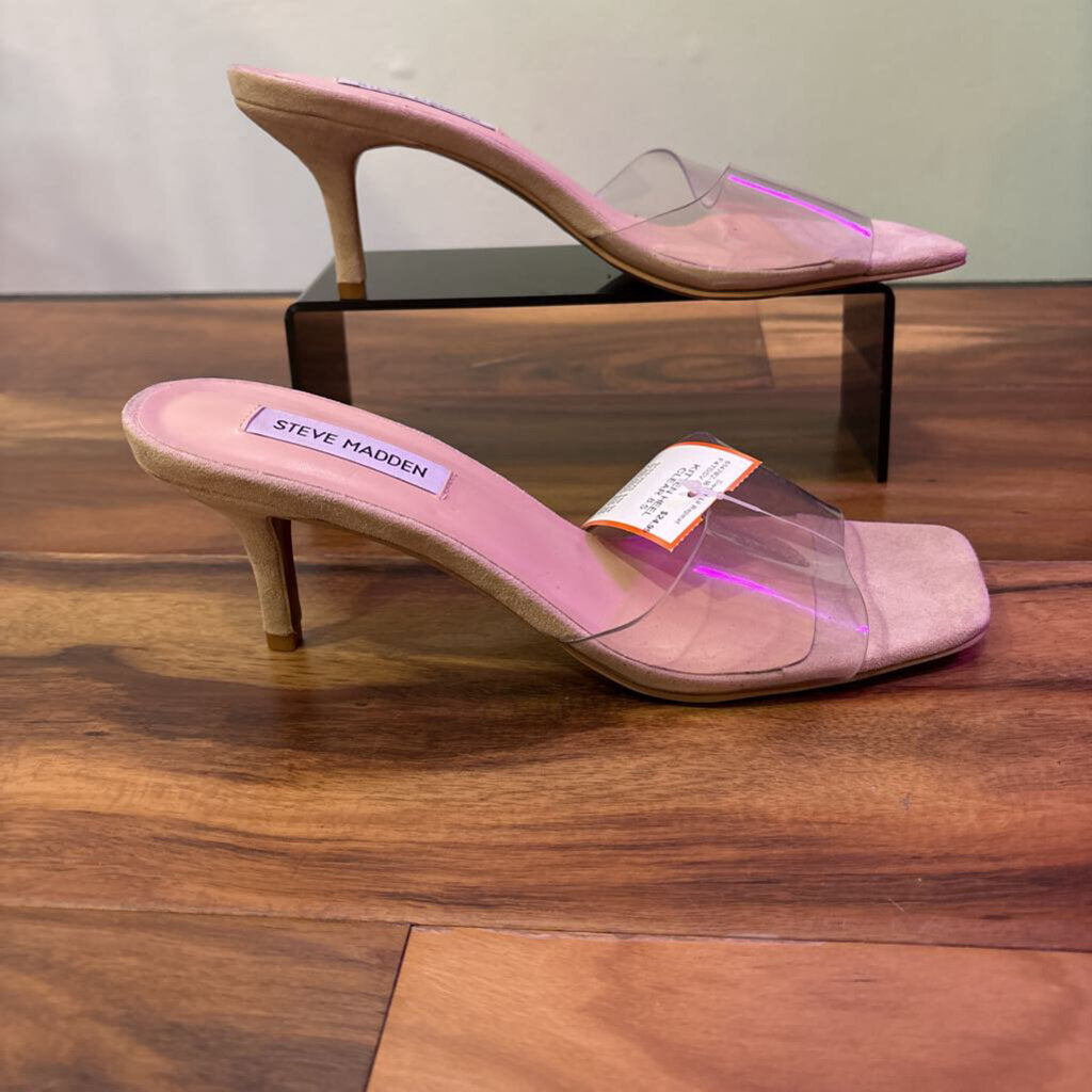 STEVE MADDEN,KITTEN HEEL,CLEAR,8.5