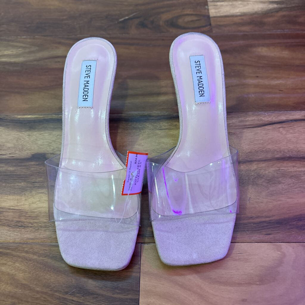 STEVE MADDEN,KITTEN HEEL,CLEAR,8.5