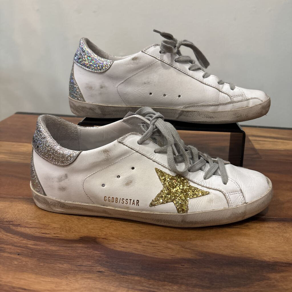 GOLDEN GOOSE,AUTHENTIC GG SUPER STAR SNEAKER,WHITE GOLD,40