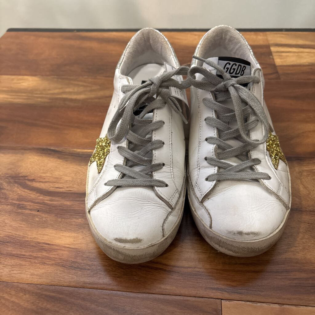 GOLDEN GOOSE,AUTHENTIC GG SUPER STAR SNEAKER,WHITE GOLD,40