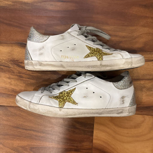 GOLDEN GOOSE,AUTHENTIC GG SUPER STAR SNEAKER,WHITE GOLD,40