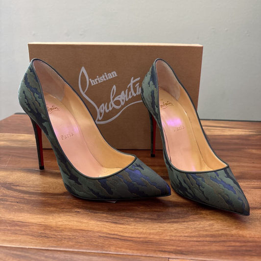 CHRISTIAN LOUBOUTIN,RED BOTTOM HEELS,CAMO,38.5