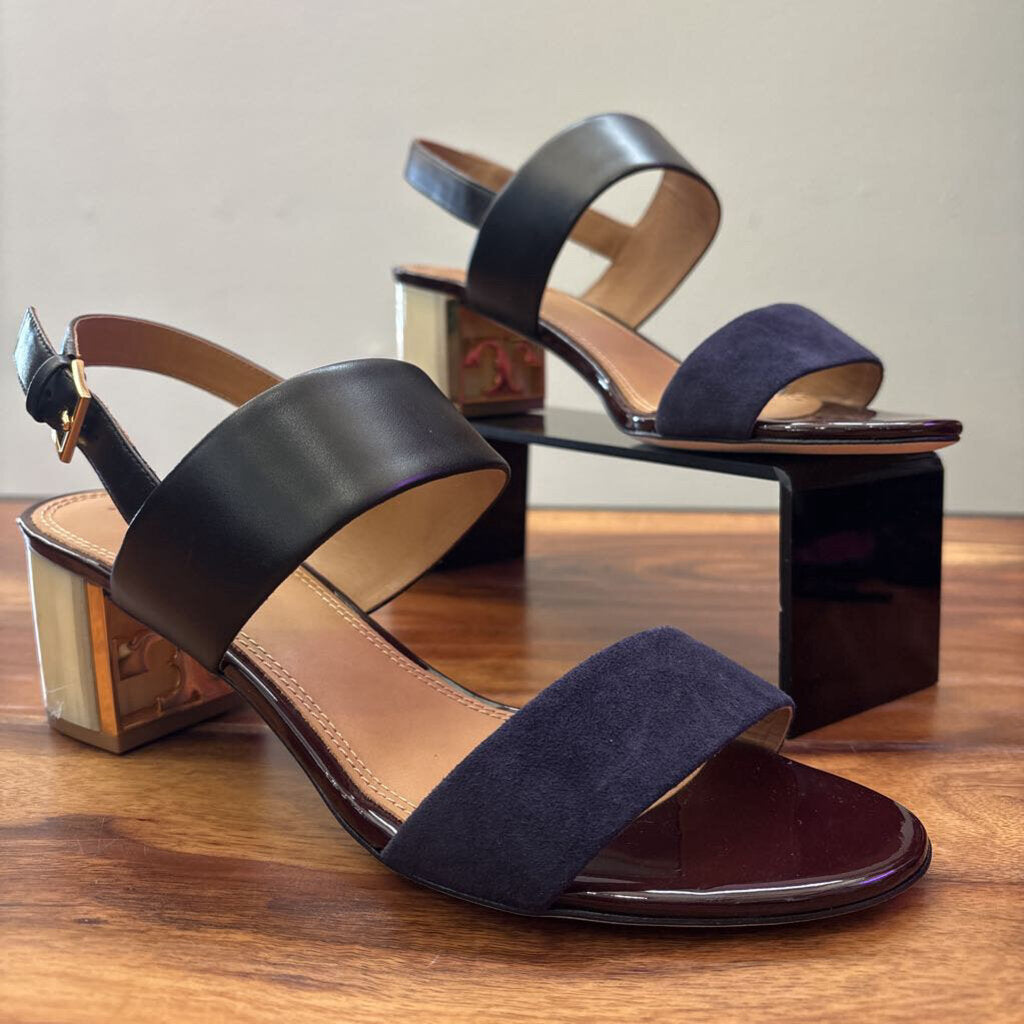 TORY BURCH,GIGI 5MM SANDAL CALF LEATHER,NAVY BLACK, 9