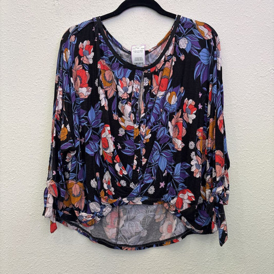 3/4SLV FLORAL TOP,MULTI,M