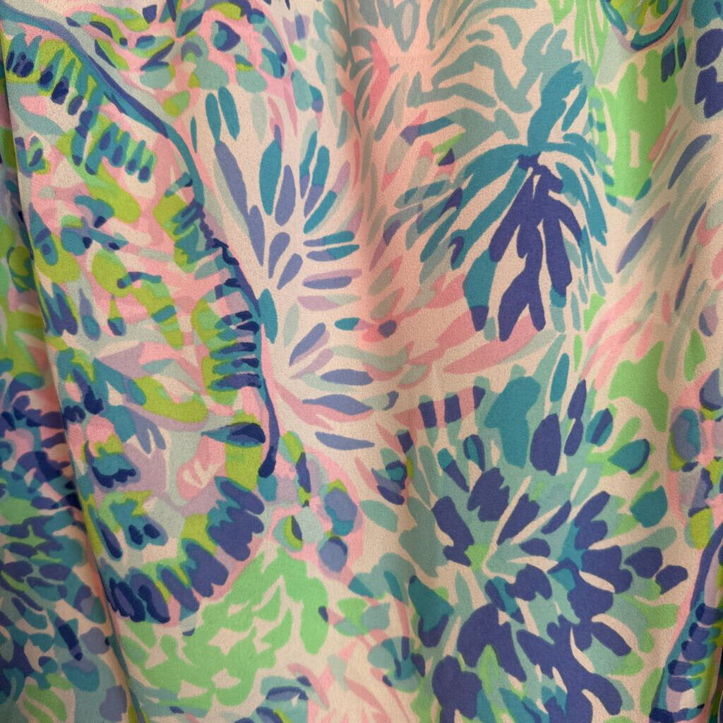 LILLY PULITZER,SHEER PATTERNED LONGSLVE TOP ,MULTI,XS