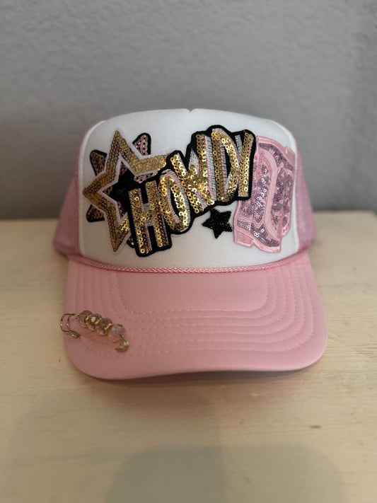Otto,NEW HOWDY SEQ HAT ,PINK/GOLD/BLK
