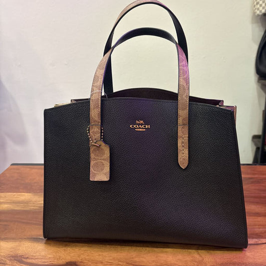 CHARLIE CARRYALLWITH SIGNATURE BLOCKING,BLACK BROWN