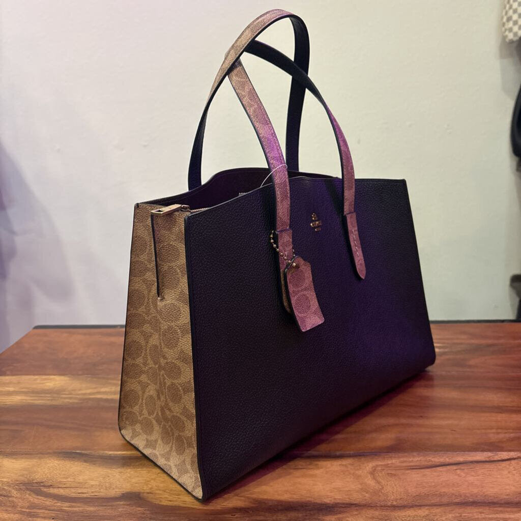 CHARLIE CARRYALLWITH SIGNATURE BLOCKING,BLACK BROWN