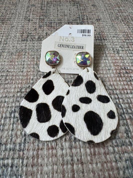COWHID STUD EARRINGS ,COWPRINT