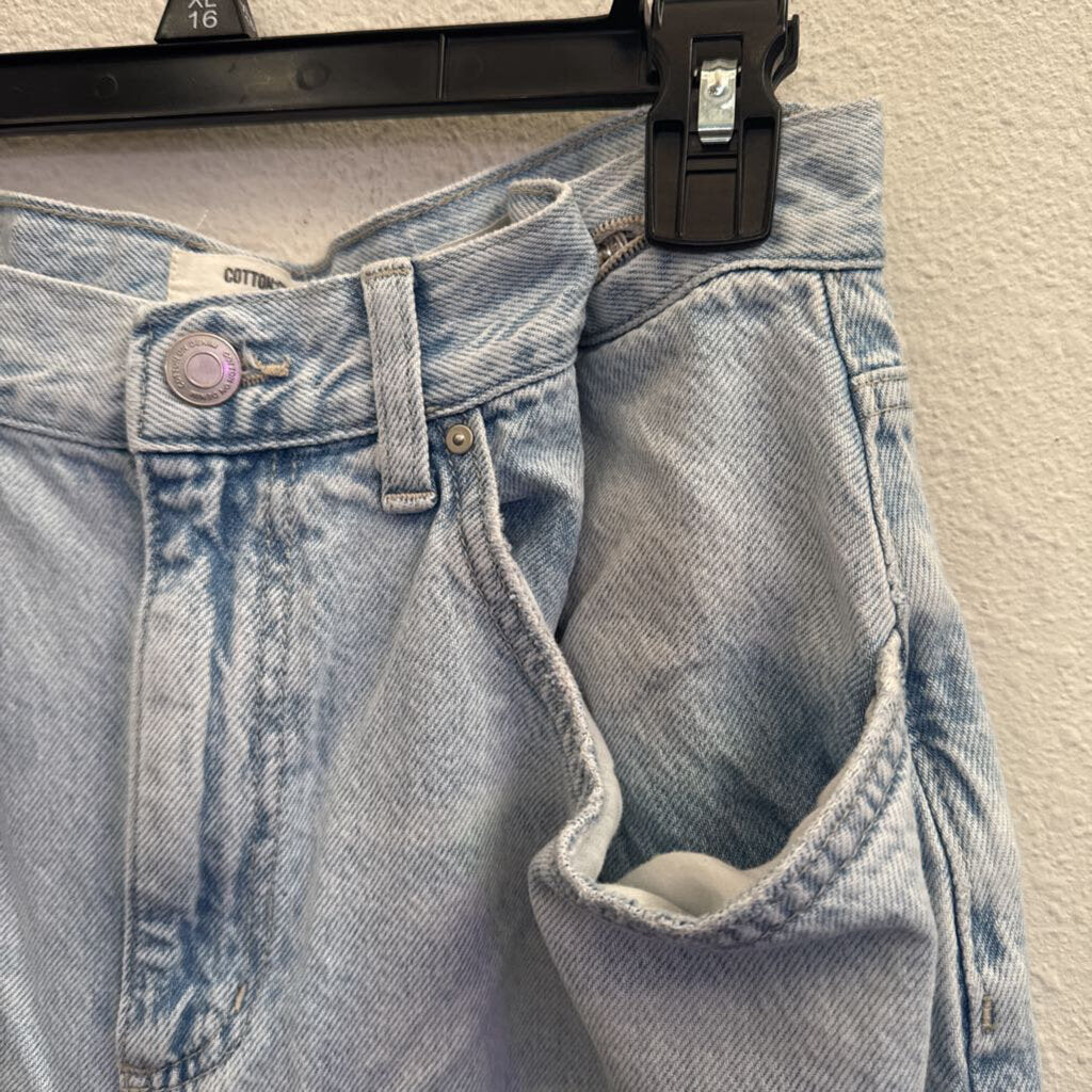DENIM WIDELEG RAW HEM,BLUE,30