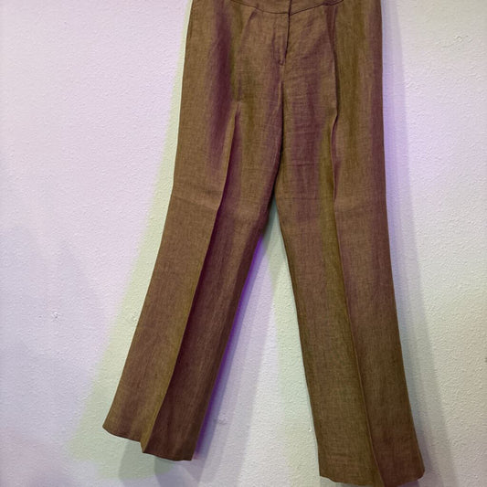 LINEN WIDE LEG PANT ,CAMEL,10