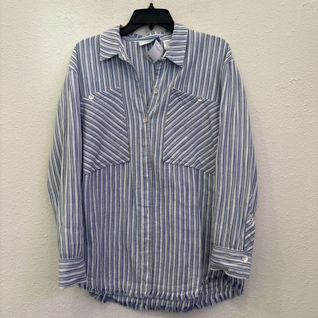 BLEU BAYOU,STRIPED BUTTON UP,BLUE ,M