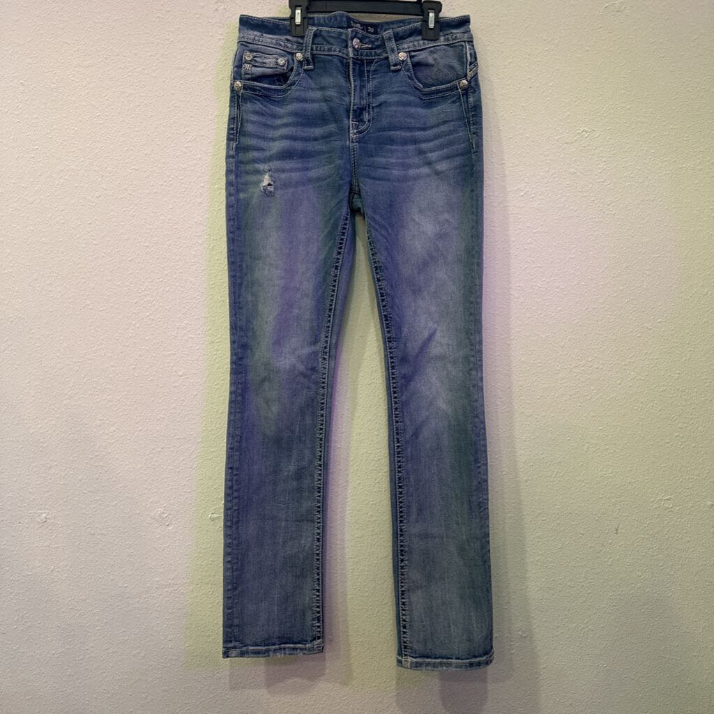 MISS ME,DENIM MID HISE STRAIGHT ,BLUE ,30