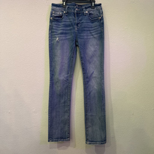 MISS ME,DENIM MID HISE STRAIGHT ,BLUE ,30