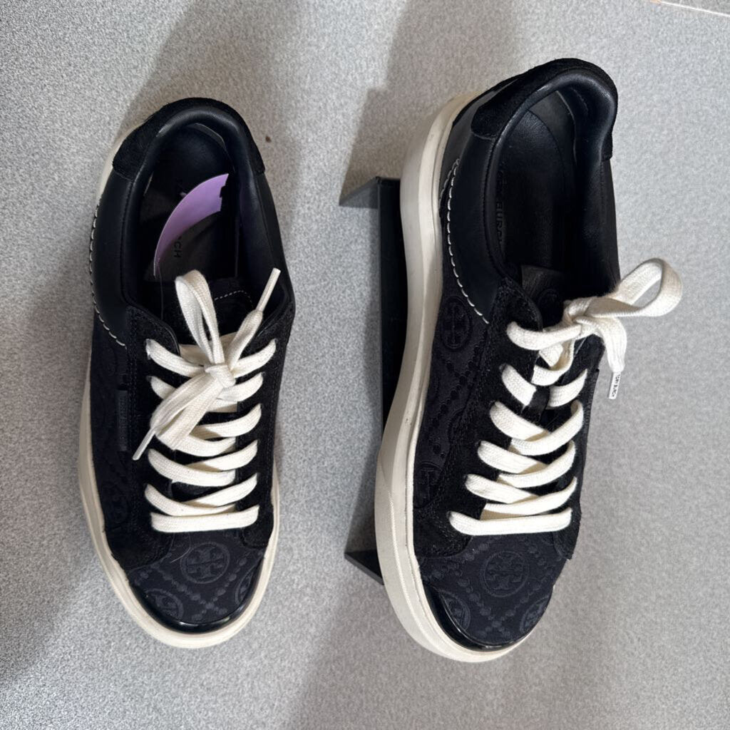 TORY BURCH,EUC MONOGRAM LADYBUG SNEAKER ,BLK/WHT ,8