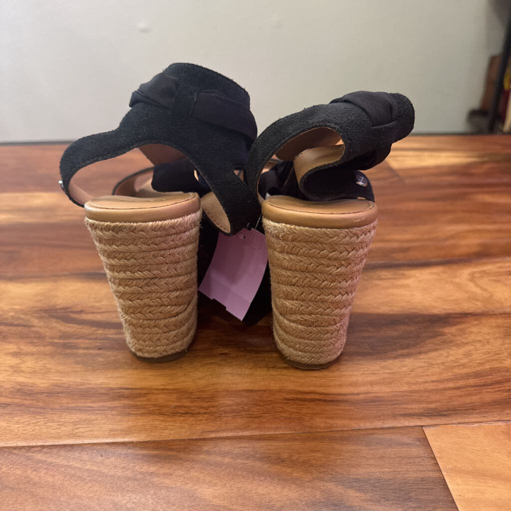 BOW WEDGES,BLACK,9