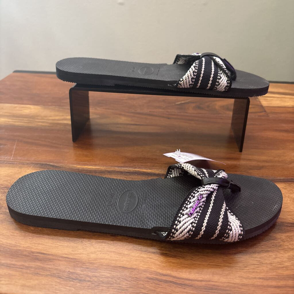 HAVAIANAS,FLIP FLOPS,BLK WHT,39-40